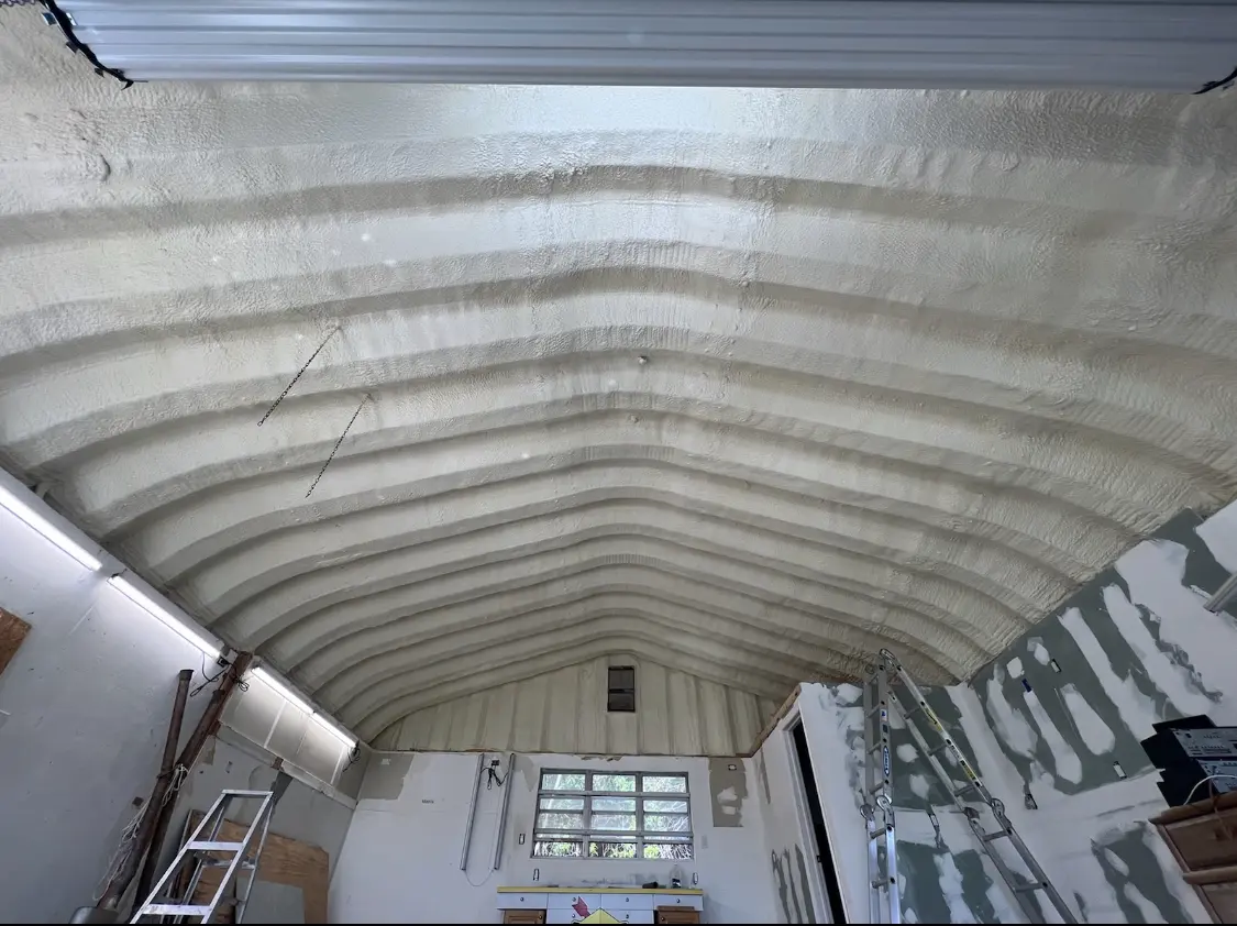 Spray polyurethane foam applied to the underside of a metal roof deck in Saddlebrooke